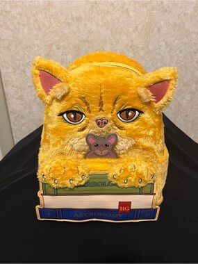 Plush Yellow Cat Backpack with Bookfront Accent